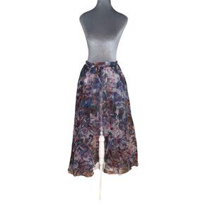 Bebe Womens High-Low Chiffon Skirt Size 4P Multicolor
